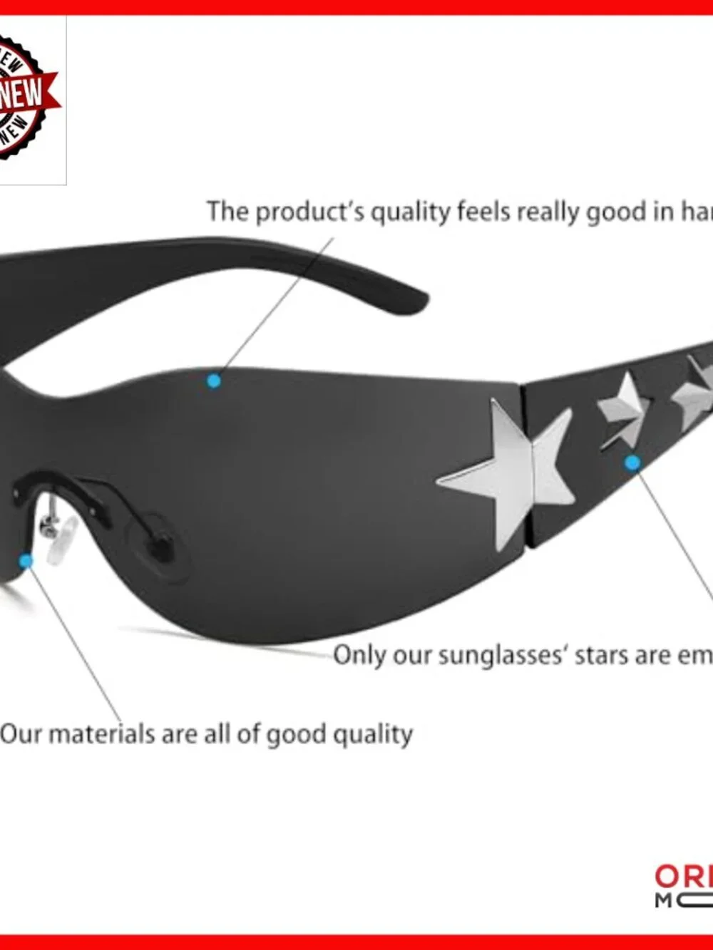 Rimless Y2K Sunglasses Wrap Around Shield Glasses UV400 Protection